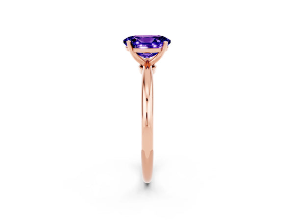 Rose gold Oval Cut Tanzanite Solitaire Ring with Six-Prong Setting and Classic Band