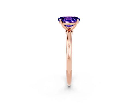 Rose gold Oval Cut Tanzanite Solitaire Ring with Six-Prong Setting and Classic Band_2