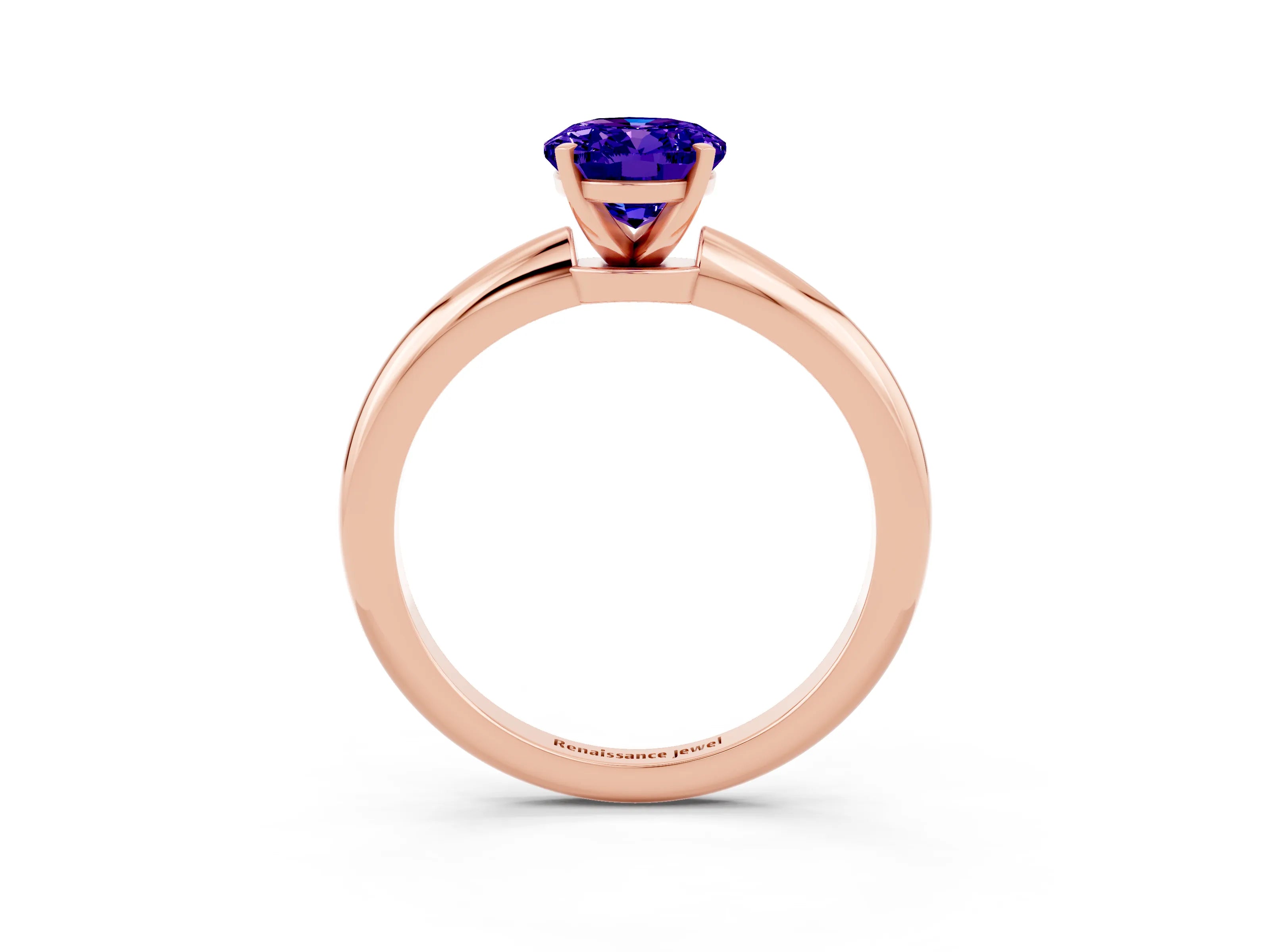 Rose gold Oval Cut Tanzanite Solitaire Ring with Six-Prong Setting and Classic Band_3