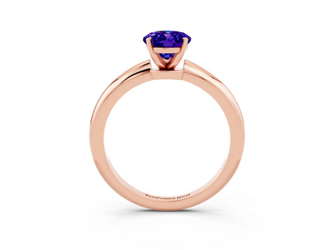 Rose gold Oval Cut Tanzanite Solitaire Ring with Six-Prong Setting and Classic Band_3