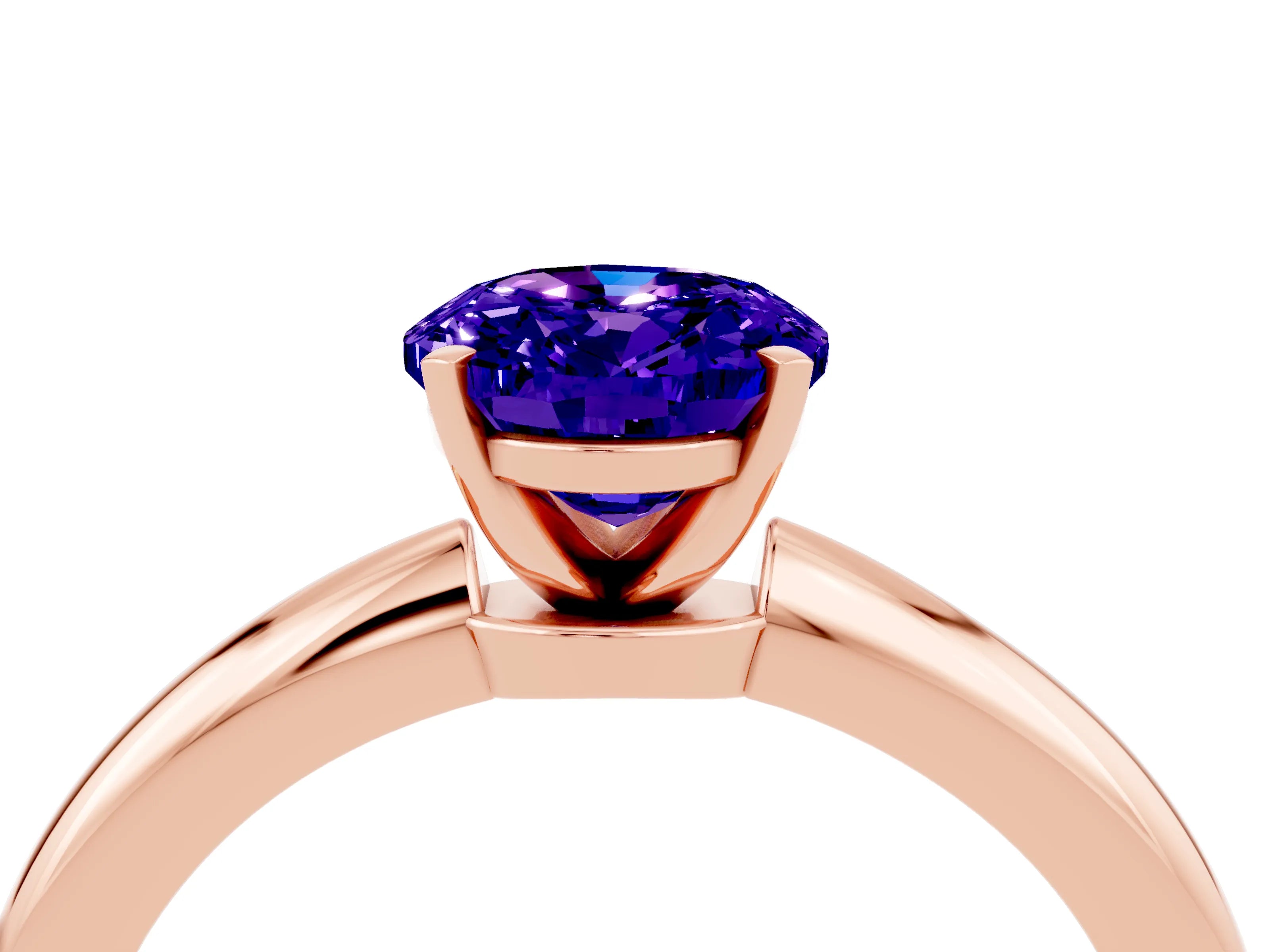 Rose gold Oval Cut Tanzanite Solitaire Ring with Six-Prong Setting and Classic Band_4