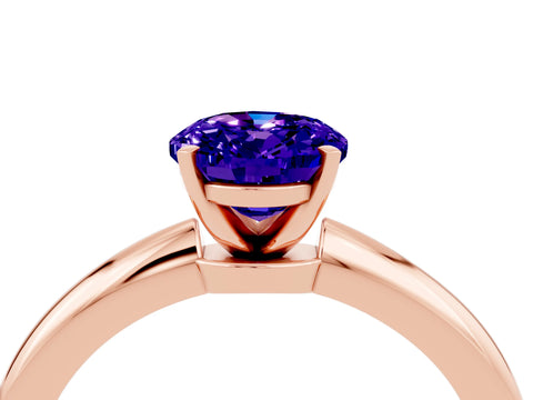 Rose gold Oval Cut Tanzanite Solitaire Ring with Six-Prong Setting and Classic Band_4