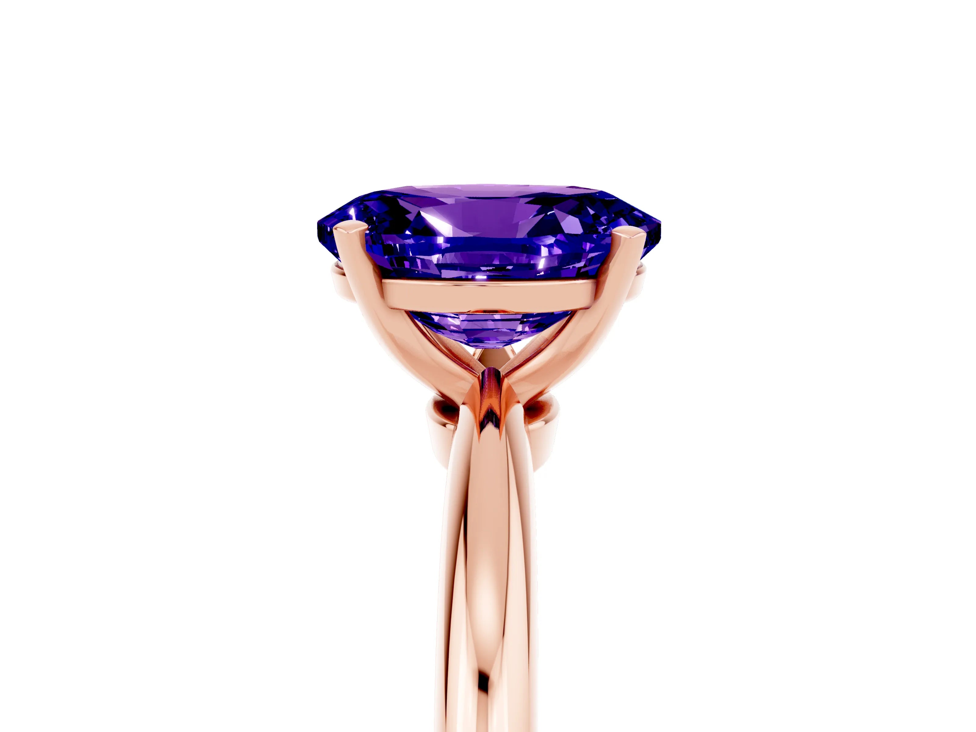 Rose gold Oval Cut Tanzanite Solitaire Ring with Six-Prong Setting and Classic Band_5