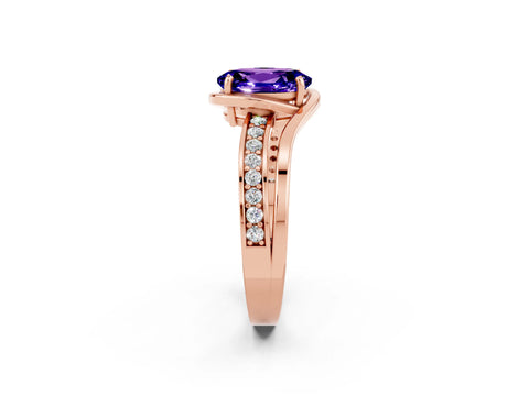 Rose gold Oval Cut Tanzanite Solitaire Ring with Split Shank and Prong Setting_2