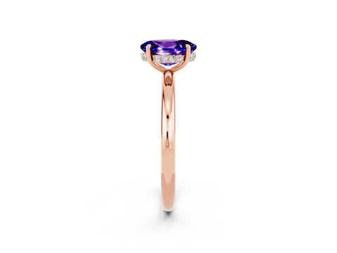 Rose gold Oval Cut Tanzanite Solitaire Ring with Thin Band and Four-Prong Setting_14