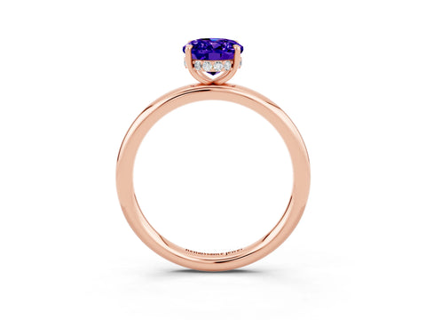 Rose gold Oval Cut Tanzanite Solitaire Ring with Thin Band and Four-Prong Setting_15