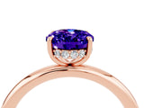 Rose gold Oval Cut Tanzanite Solitaire Ring with Thin Band and Four-Prong Setting_16