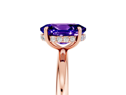 Rose gold Oval Cut Tanzanite Solitaire Ring with Thin Band and Four-Prong Setting_17