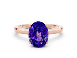 Rose gold Oval Cut Tanzanite Solitaire Ring with Thin Band and Prong Setting_12