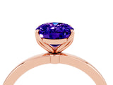 Rose gold Oval Cut Tanzanite Solitaire Ring with Thin Band and Prong Setting_16