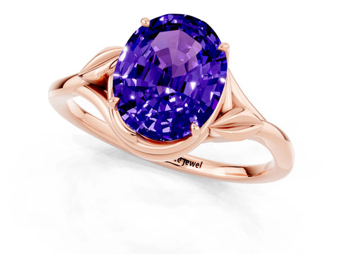 Rose gold Oval Cut Tanzanite Solitaire Ring with Twist Band and Four-Prong Setting_25