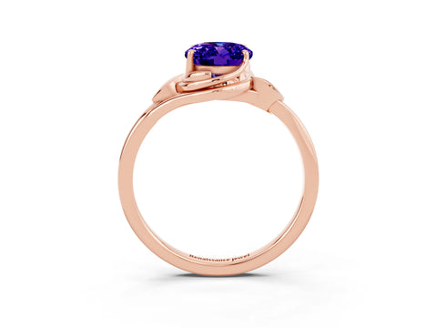 Rose gold Oval Cut Tanzanite Solitaire Ring with Twist Band and Four-Prong Setting_27