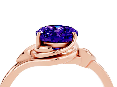 Rose gold Oval Cut Tanzanite Solitaire Ring with Twist Band and Four-Prong Setting_28