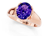 Rose gold Oval Cut Tanzanite Solitaire Ring with Wide Band and Prong Setting_1