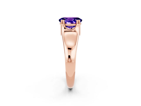 Rose gold Oval Cut Tanzanite Solitaire Ring with Wide Band and Prong Setting_2