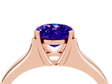 Rose gold Oval Cut Tanzanite Solitaire Ring with Wide Band and Prong Setting_4