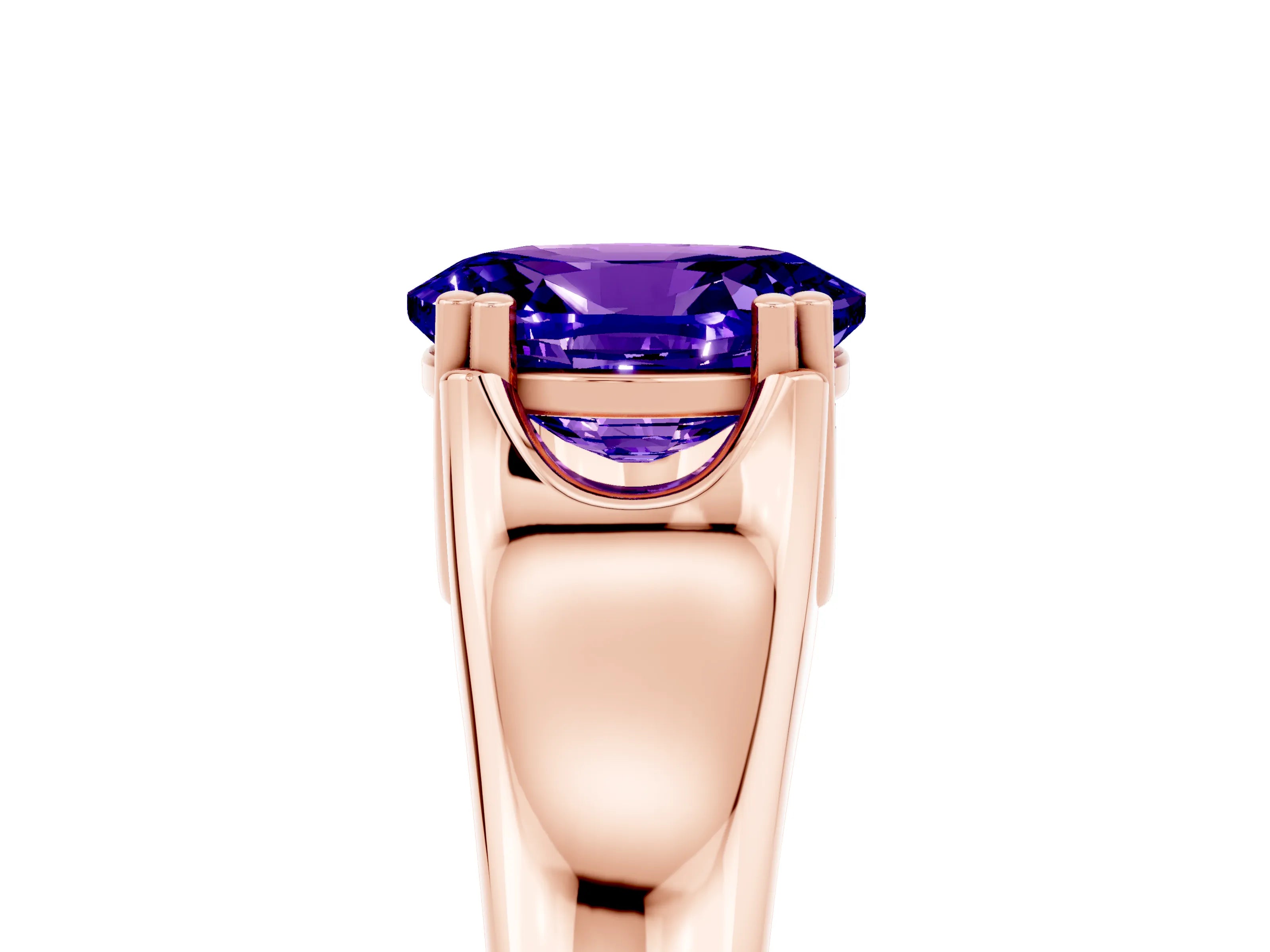 Rose gold Oval Cut Tanzanite Solitaire Ring with Wide Band and Prong Setting_5