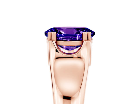 Rose gold Oval Cut Tanzanite Solitaire Ring with Wide Band and Prong Setting_5