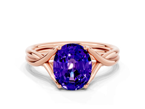 Rose gold Oval Cut Tanzanite Solitaire Twist Band Prong Setting Ring_43