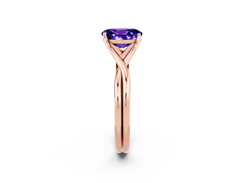 Rose gold Oval Cut Tanzanite Solitaire Twist Band Prong Setting Ring_45
