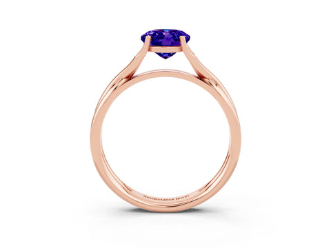 Rose gold Oval Cut Tanzanite Solitaire Twist Band Prong Setting Ring_46