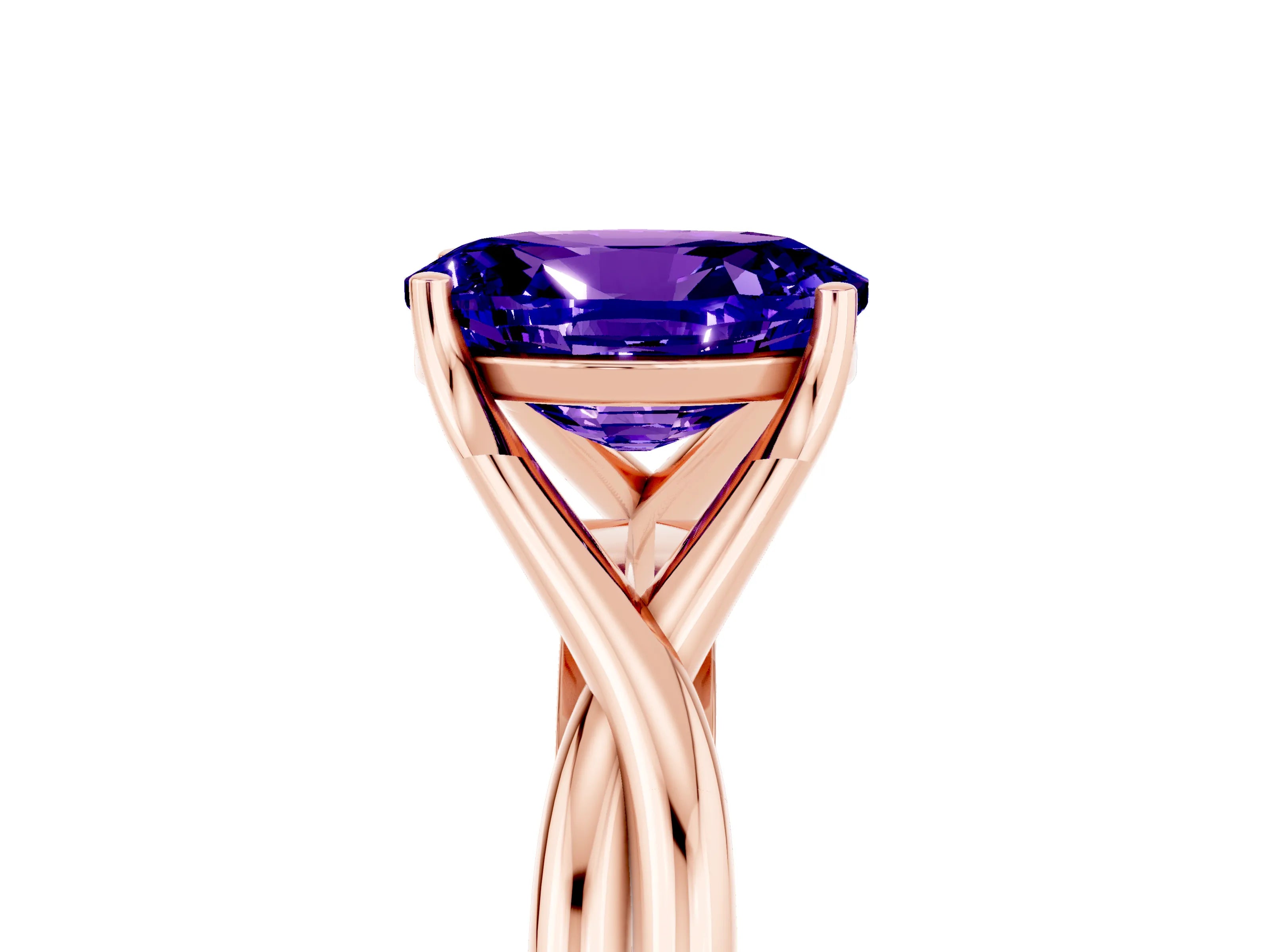 Rose gold Oval Cut Tanzanite Solitaire Twist Band Prong Setting Ring_48