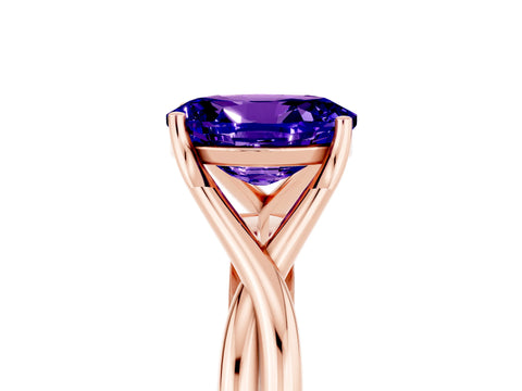 Rose gold Oval Cut Tanzanite Solitaire Twist Band Prong Setting Ring_48