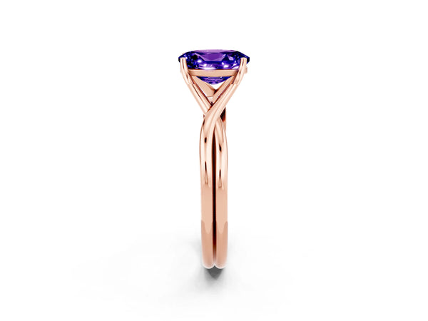 Rose gold Oval Cut Tanzanite Solitaire Twist Band Prong Setting Ring