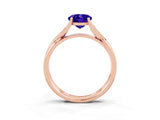 Rose gold Oval Cut Tanzanite Solitaire Twist Band Prong Setting Ring_58