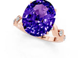 Rose gold Oval Cut Tanzanite Solitaire Twisted Band with Round  Accents and Prong Setting_13