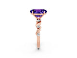 Rose gold Oval Cut Tanzanite Solitaire Twisted Band with Round  Accents and Prong Setting_14