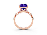 Rose gold Oval Cut Tanzanite Solitaire Twisted Band with Round  Accents and Prong Setting_15
