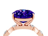 Rose gold Oval Cut Tanzanite Solitaire Twisted Band with Round  Accents and Prong Setting_16