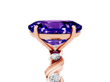 Rose gold Oval Cut Tanzanite Solitaire Twisted Band with Round  Accents and Prong Setting_17