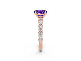 Rose gold Oval Cut Tanzanite Solitaire with Side Stones, Pave Band, Four-Prong Setting_38
