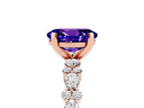Rose gold Oval Cut Tanzanite Solitaire with Side Stones, Pave Band, Four-Prong Setting_41