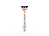 Rose gold Oval Cut Tanzanite Solitaire with Side Stones on a Pavé Band and Four-Prong Setting_2