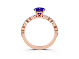 Rose gold Oval Cut Tanzanite Solitaire with Side Stones on a Pavé Band and Four-Prong Setting_3