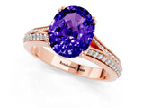 Rose gold Oval Cut Tanzanite Split Shank Engagement Ring with Pavé Band_1