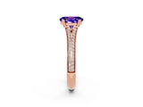 Rose gold Oval Cut Tanzanite Split Shank Engagement Ring with Pavé Band_2