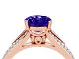 Rose gold Oval Cut Tanzanite Split Shank Engagement Ring with Pavé Band_4