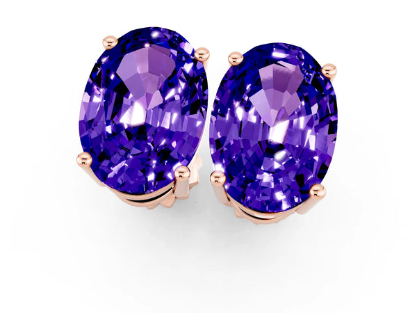 Rose gold Oval Cut Tanzanite Stud Earrings