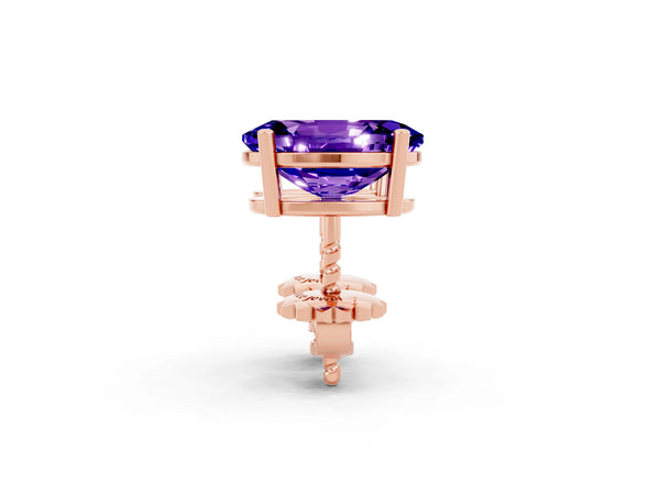 Rose gold Oval Cut Tanzanite Stud Earrings