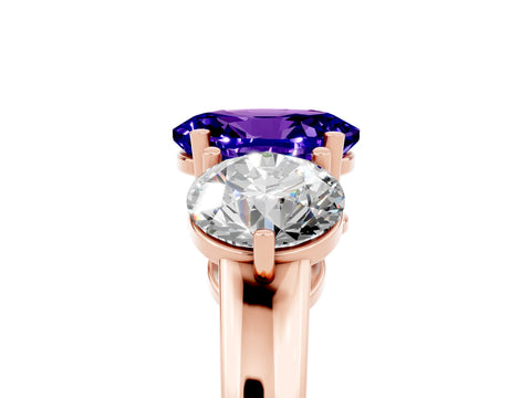 Rose gold Oval Cut Tanzanite Three-Stone Ring with Prong Setting and Classic Band_5