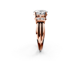 Rose gold Oval Cut Three-Stone Channel Set Ring with Bar Prongs_85