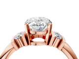 Rose gold Oval Cut Three-Stone Channel Set Ring with Bar Prongs_87