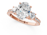 Rose gold Oval Cut Three-Stone Diamond Pavé Band with Prong Setting_22