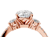 Rose gold Oval Cut Three-Stone Diamond Pavé Band with Prong Setting_25