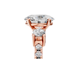 Rose gold Oval Cut Three-Stone Diamond Pavé Band with Prong Setting_26