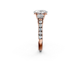 Rose gold Oval Cut Three-Stone Diamond Pave Band with Prong Setting_87